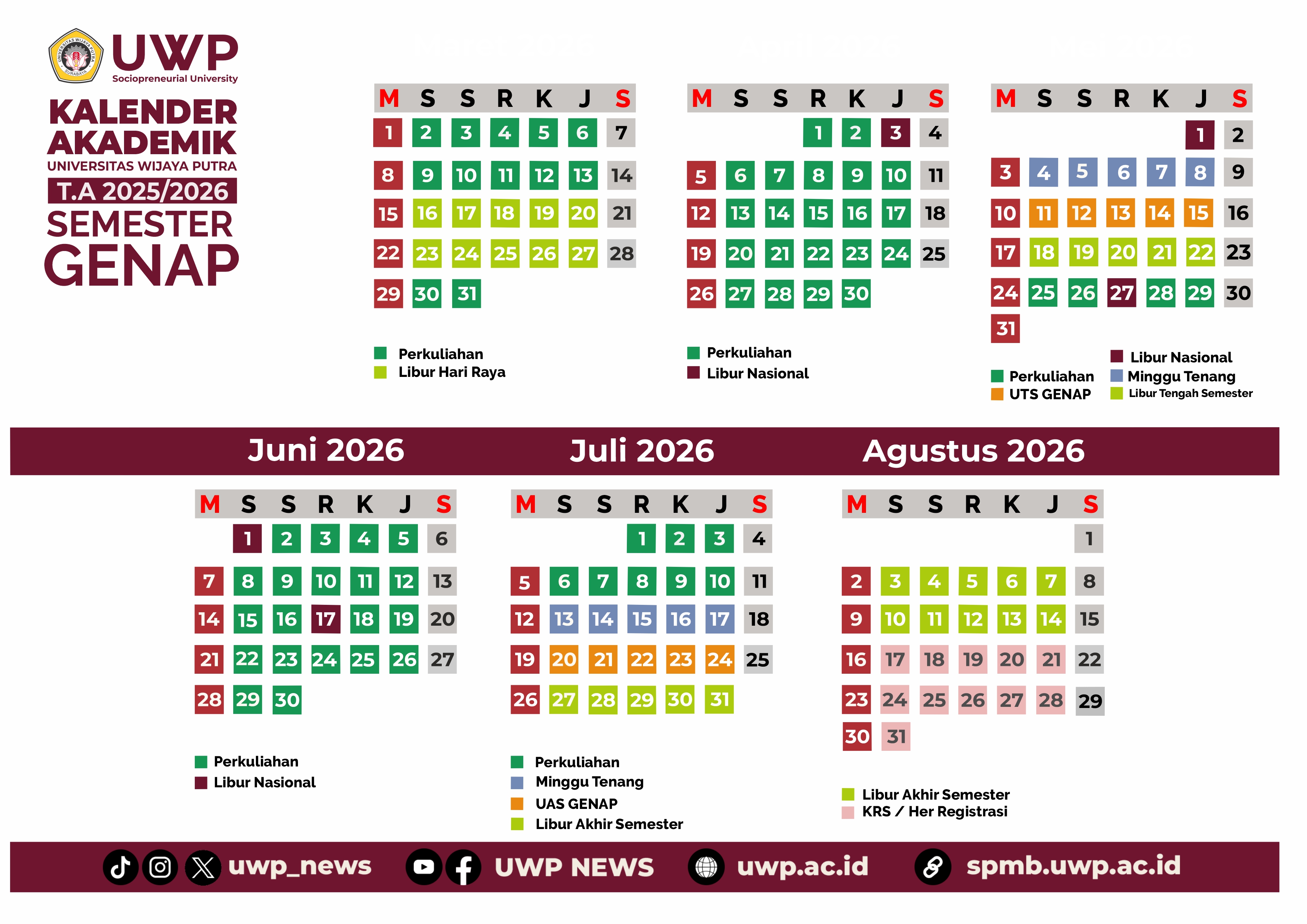 Kalender Akademik Tahun Ajaran 2025-2026 (Semester Genap)