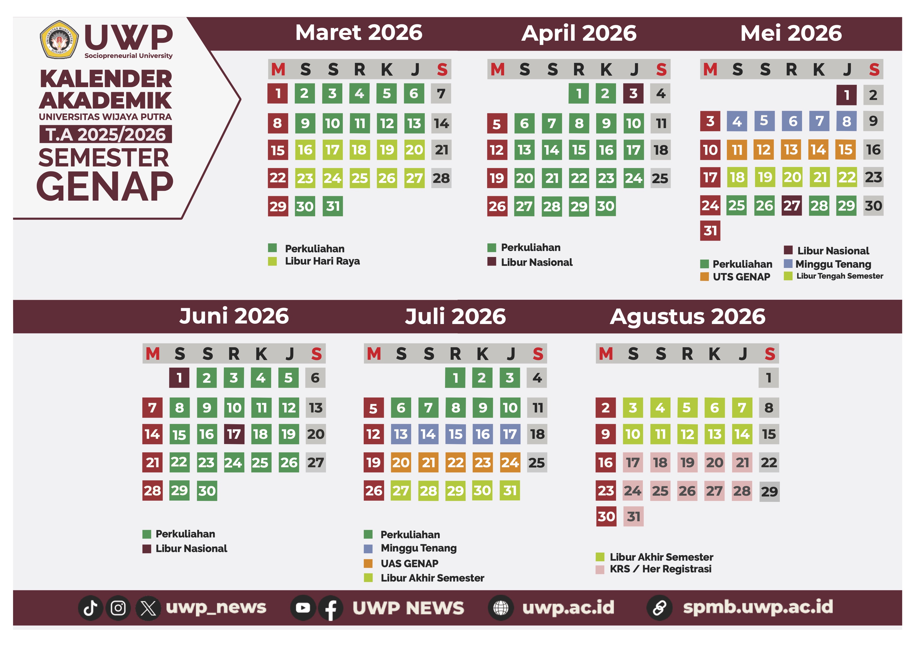 Academic Calendar 2025-2026 (Even Semester)